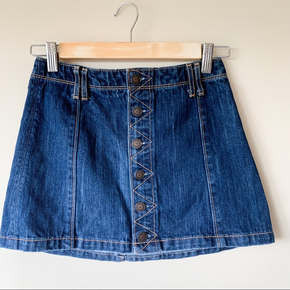 Hollister Button-Front Denim Mini Skirt